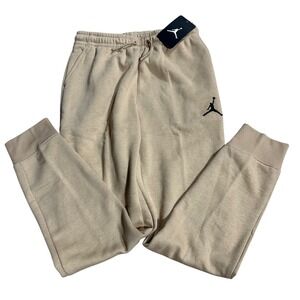 Jordan Kids Fleece Jogger Sweatpants Tan Khaki Jumpman Logo Size L 12-13 Yrs NWT